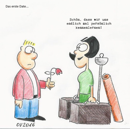 Erstes Date Karikatur von Olaf Varlemann 2016