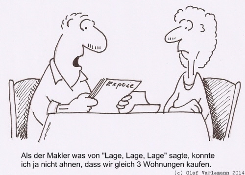 Karikatur Immobilien Lage-Lage-Lage - Olaf Varlemann 2014